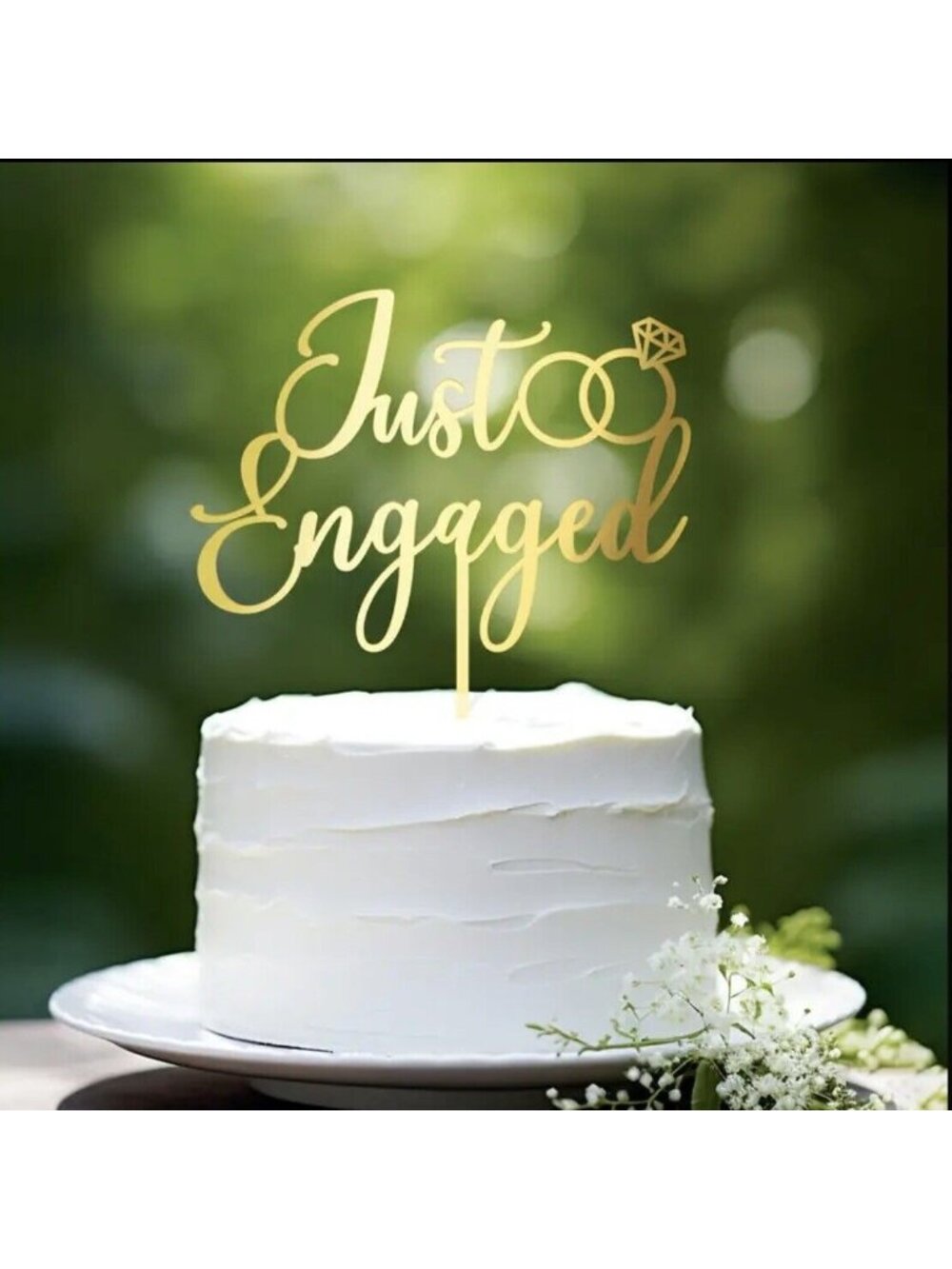 Just Engaged Acrylic Cake Topper Party 6" Gold Wedding Mr & Mrs Decoration NEW